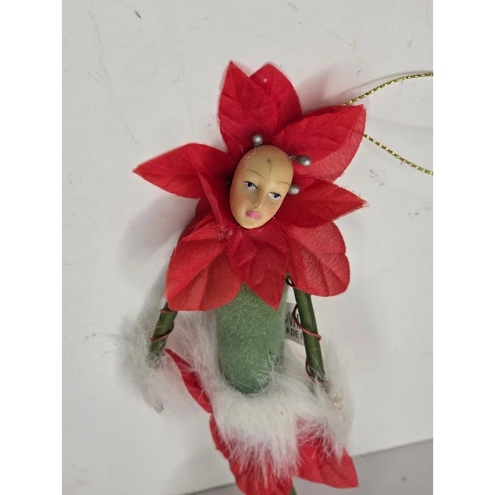 Patience Brewster Poinsettia Flower Fairy Christmas Ornament Red Kitschy 2006
